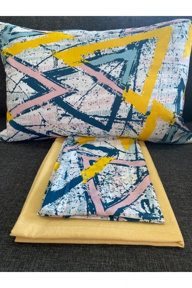 Sheri Home Trigon Exotic Kolay Ütülenir Çift Kişilik Çarşaf Takımı 180x200 Cm Yenic10036854 - Resim 3