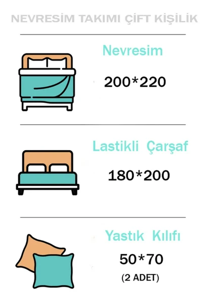 Sheri Home Basic  Kolay Ütülenir Çift Kişilik 2 Yastıklı Nevresim Seti 200 X 220 %100 Pamuk01202488yeni - 4