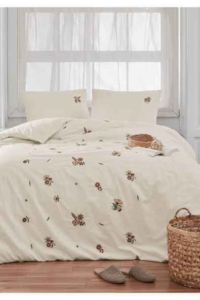 Sheri Home Camellia Nakış Detay Vintage Nevresim Takımı - Light NEWSHERİ88