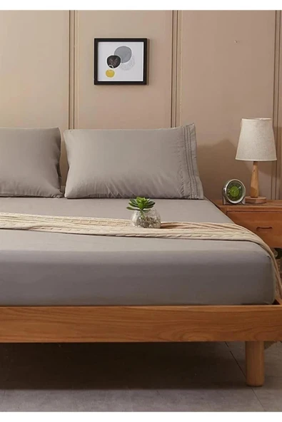Sheri Home Tekstil Lastikli Pamuk Penye Çarşaf Gri 180 X 200 Kingsize Grii01453881188 - Resim 3