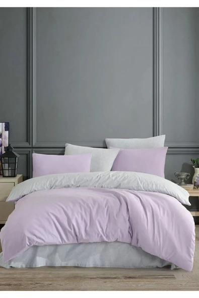 Sheri Home Lilac Düz Desen Çarşafı Lastikli Çift Kişilik Nevresim Takımı 200x220 %100 Pamuk01453020 - 2