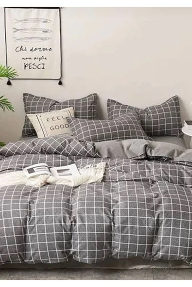 Sheri Home Basic Kare Çizgi Çift Kişilik Nevresim Seti 0210639 - 3
