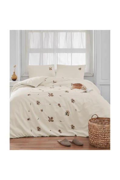 Sheri Home Camellia Nakış Detay Vintage Nevresim Takımı - Light NEWSHERİ88 - 5