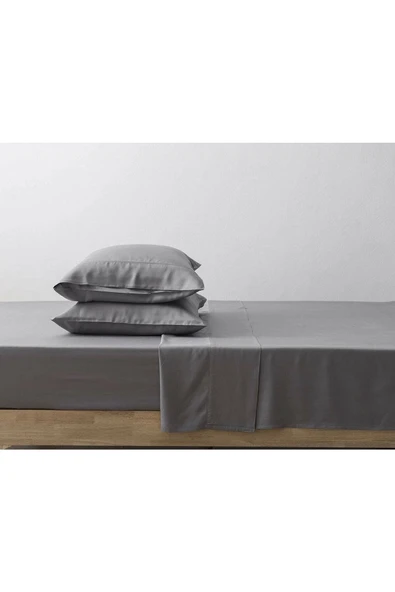 Sheri Home Yumuşak Doku Çift Kişilik Çarşaf Takımı Füme Gri- 180x200