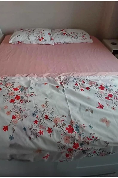 Sheri Home Tekstil Bahar Çift Kişilik Cift Taraflı Nevresim Takımı(ÇARŞAFLI)YENİLoveÇift889488 - 2