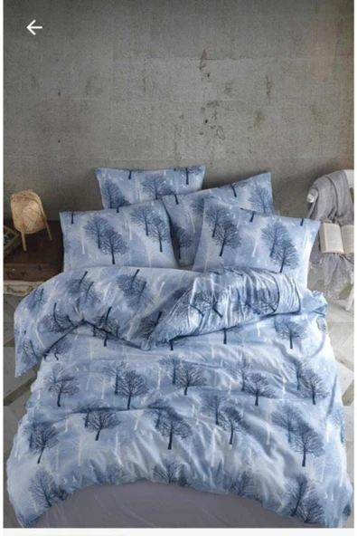 Sheri Home Tekstil Ranfonce Çift Kişilik Çarşaflı Nevresim Takımı Sonbahar Ağaç Desen - 1