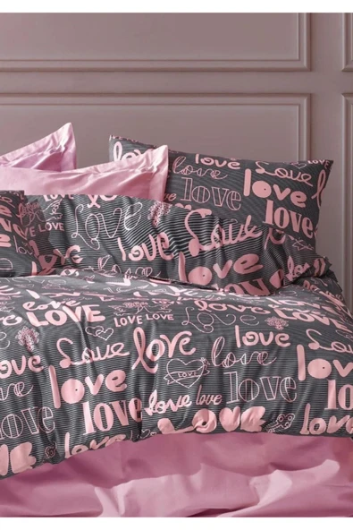 Sheri Home Tekstil Pink Love Çift Kişilik Cift Taraflı  Nevresim Seti LoveÇift889488 - 3