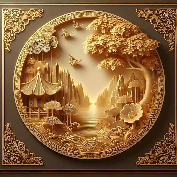 3D Kabartma Ahşap Oyma Sanatı Duvar Kağıdı Baskı - Resim 7