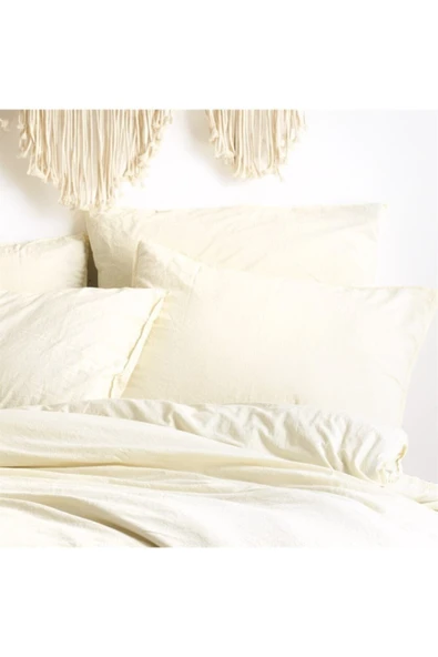 Sheri Home Tekstil Naturel 2' Li Yastık Kılıfı 100% Organik Pamuk Cotton White