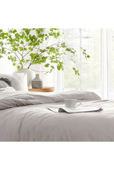 Sheri Home Çift Kişilik Nevresim Seti 200x220cm Düğme Detay Newqueengrey - 3