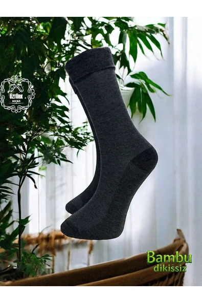 6 Çift Jakarlı Erkek Bambu Dikişsiz Çorap - 4