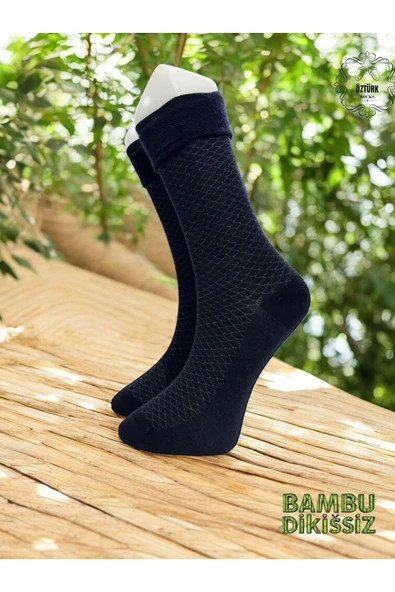6 Çift Jakarlı Erkek Bambu Dikişsiz Çorap - 5
