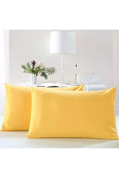 Sheri Home Tekstil Cotton Sarı %100 Pamuklu Yastık Kılıfı 1. Kalite 01453
