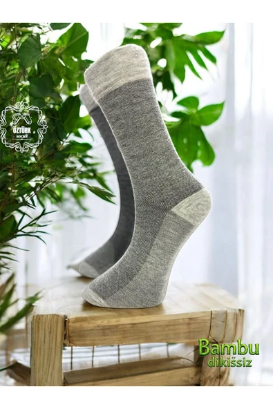 6 Çift Jakarlı Erkek Bambu Dikişsiz Çorap - 3