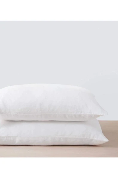 Sheri Home Tekstil Naturel 2' Li Yastık Kılıfı 100% Organik Pamuk -shine White