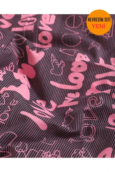 Sheri Home Tekstil PinkLove Tek Kişilik Cift Taraflı  Nevresim Takımı(ÇARŞAFSIZ)YENİLoveÇift889488 - 2