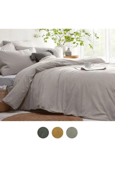 Sheri Home Çift Kişilik Nevresim Seti 200x220cm Düğme Detay Newqueengrey