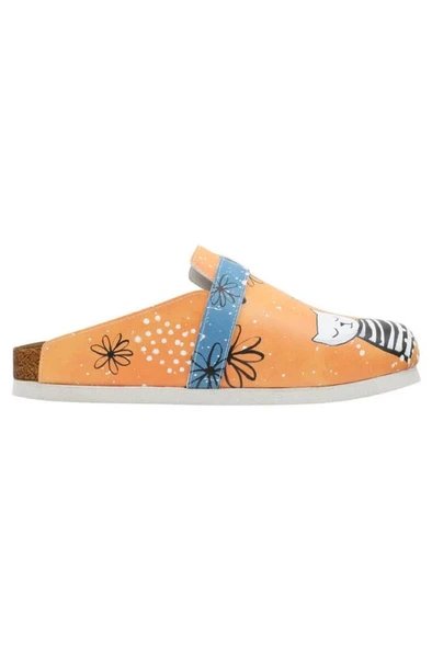 Kadın Vegan Deri Mavi Terlik - Family Portrait Tasarım - 8