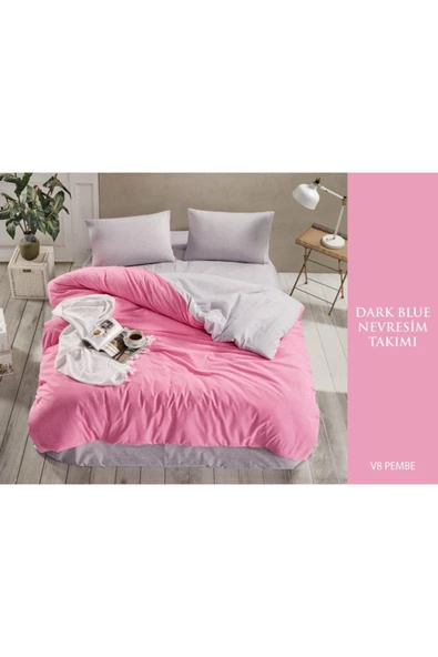 Sheri Home Tekstil Cotton Dark Blue Tek Kişilik Nevresim Takımları V7 Pembe - 2
