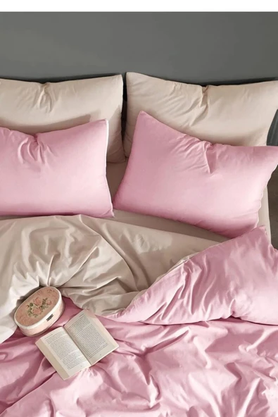 Sheri Home Tekstil Çarşaflı Tek Kişilik Nevresim Takımı | Pudra Bej - 3