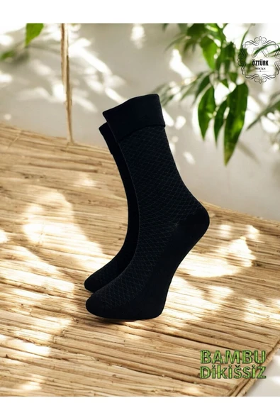 6 Çift Jakarlı Erkek Bambu Dikişsiz Çorap - 2