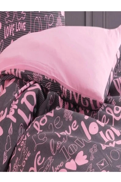 Sheri Home Tekstil Pinklove Tek Kişilik Cift Taraflı Nevresim Seti (ÇARŞAFSİZ) Yeni?loveçift889488 - 4