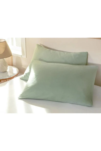 Sheri Home Düz Pamuklu 2'li Yastık Kılıfı 50x70 Cm Çağla Yeşili 100331291888948