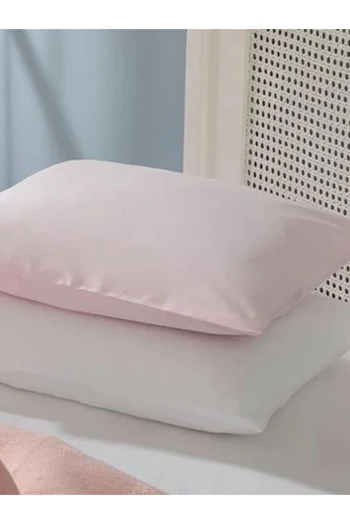 Sheri Home Toz Pembe Pamuklu Kapaklı 2'li Yastık Kılıfı 50x70 Cm ürün görseli 1