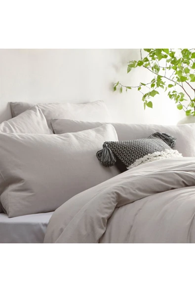 Sheri Home Çift Kişilik Nevresim Seti 200x220cm Düğme Detay Newqueengrey - 2