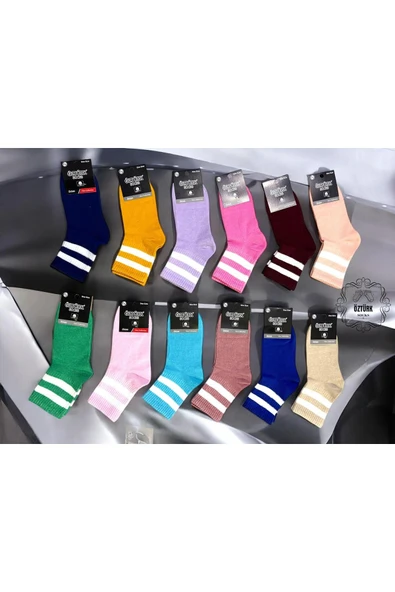12 Çift Unisex Kolej Çorap - 5