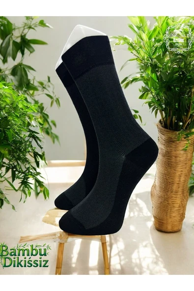 6 Çift Jakarlı Erkek Bambu Dikişsiz Çorap - 2