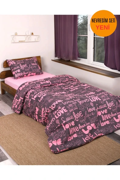 Sheri Home Tekstil PinkLove Tek Kişilik Cift Taraflı  Nevresim Takımı(ÇARŞAFSIZ)YENİLoveÇift889488