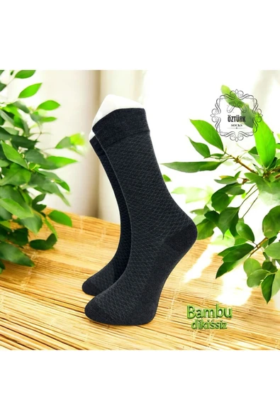 6 Çift Jakarlı Erkek Bambu Dikişsiz Çorap - 4