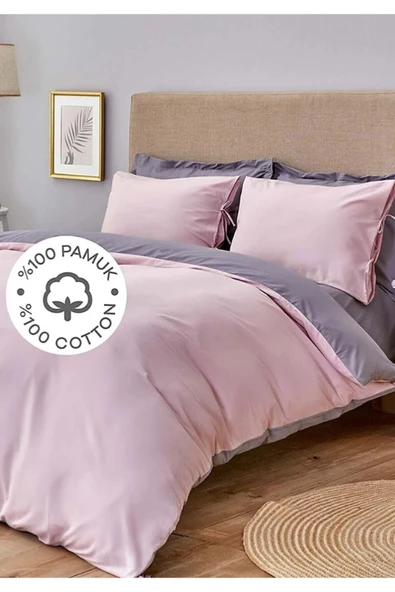 Sheri Home Tekstil Çarşaflı Nevresim Takımı Tek Kişilik Gri - Siyah Sheri880055