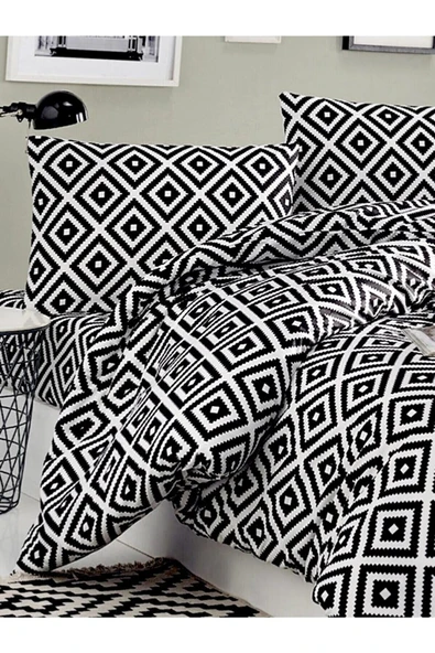 Sheri Home Pamuklu 2'li Yastık Kılıfı 50x70 Blackwhitecs1453 Özel Seri