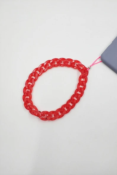 Şeffaf Kırmızı Zincir Telefon Askısı / Phone Charm