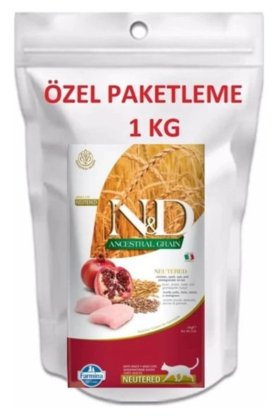 N&D Ancestral Graın (DÜŞÜK TAHILLI) Tavuk & Nar 1 Kg Doypack Ambalaj Kısır Kedi Maması