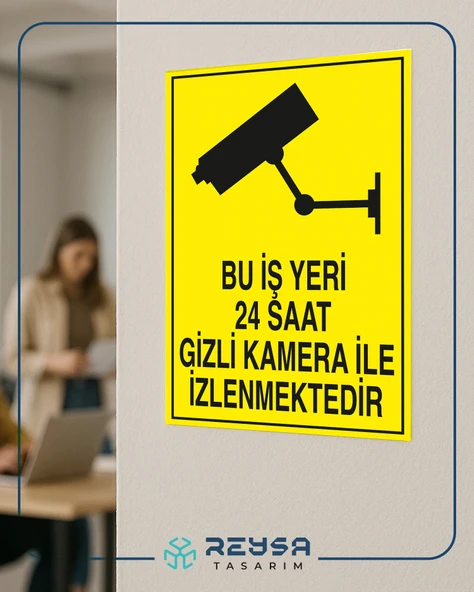Bu İş Yeri 24 Saat Gizli Kamera İle İzlenmektedir Sticker 20X28 Cm - 3