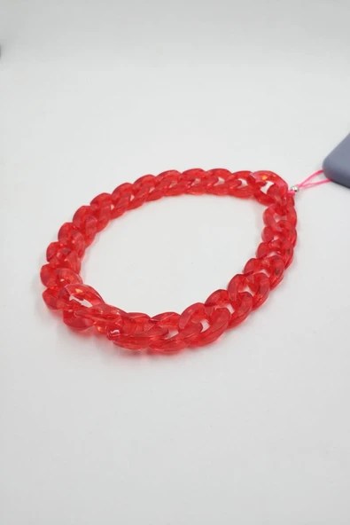 Şeffaf Kırmızı Zincir Telefon Askısı / Phone Charm - 2