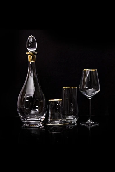 Extra Decostyle Gold 61 Parça 12 Kişilik Cam Bardak Seti