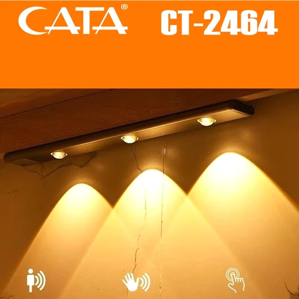 CATA CT-2464 3W Bella Slim Cabinet Hareket Sensörlü Siyah Dimmerli LED Dolap Lambası Şık ve Pratik Tasarım - 5