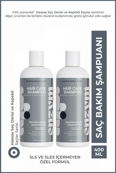 ENZYM COSMETICS Hassas Saç Derisi Ve Kepekli Saçlara Özel Kepek Önleyici Şampuanı 400 ml (2 Adet)