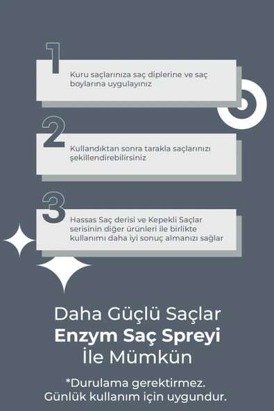 ENZYM COSMETICS Hassas Saç Derisi Ve Kepekli Saçlara Özel Kepek Önleyici Sprey 200 ml - 5