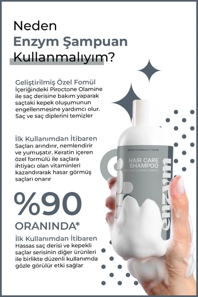 ENZYM COSMETICS Hassas Saç Derisi Ve Kepekli Saçlara Özel Kepek Önleyici Şampuanı 400 ml (2 Adet) - 2