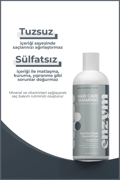 ENZYM COSMETICS Hassas Saç Derisi Ve Kepekli Saçlara Özel Kepek Önleyici Şampuanı 400 ml (2 Adet) - 4