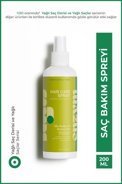 ENZYM COSMETICS Yağlı saç derisi ve yağlı saçlara özel yağlanma karşıtı saç bakım spreyi 200 ml