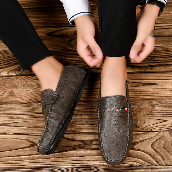 Erkek Günlük Moccasin Ayakkabı (Gri-5)