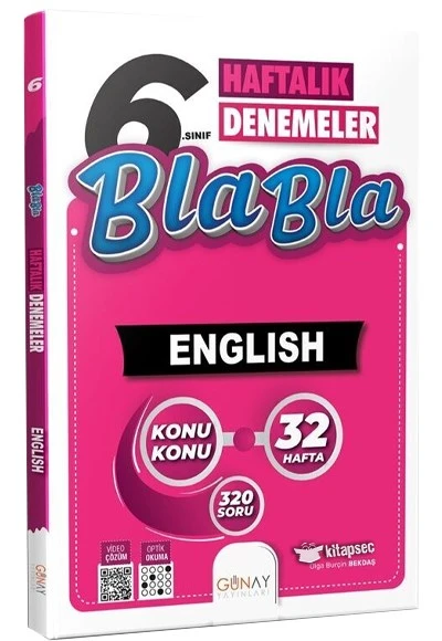 6. Sınıf İngilizce Bla Bla Haftalık Denemeler Günay Yayınları