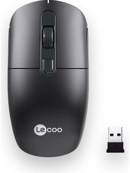 Lenovo Lecoo M2001 Kablosuz 1600DPI 4 Tuşlu Evrensel Uyumlu Optik Mouse Siyah