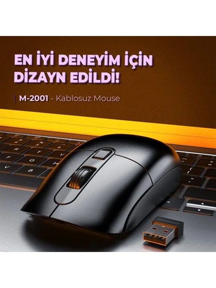 Lenovo Lecoo M2001 Kablosuz 1600DPI 4 Tuşlu Evrensel Uyumlu Optik Mouse Siyah - 7